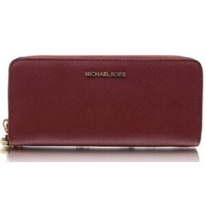 Authentic Michael Kors Money Pieces Travel Continental Saffiano Leather Wallet